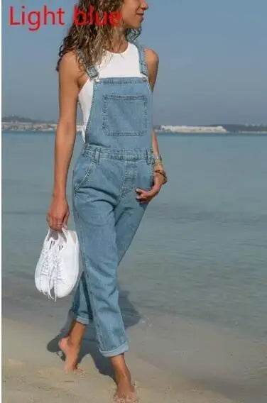 Women's Spring/Autumn Fashion Slimming Denim Suspenders, British Style Loose Leisure Small Leg Pants, Pencil Pants Suspenders - AIAZ
