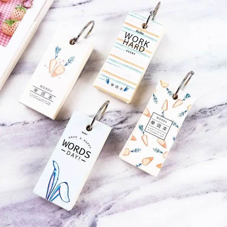 110 Sheets Lovely Mini Notebook School Supplies Stationery Vocabulary Writing Reciting Book Sticky Note Loose Leaf Memo Cards - AIAZ