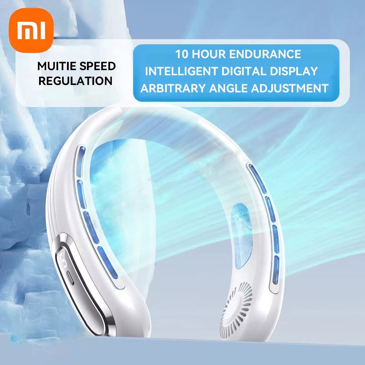 Xiaomi Bladeless Neck Hanging Fan USB Rechargeable Cooler Fan 5 Speed Bladeless Design Outdoor Sports Use