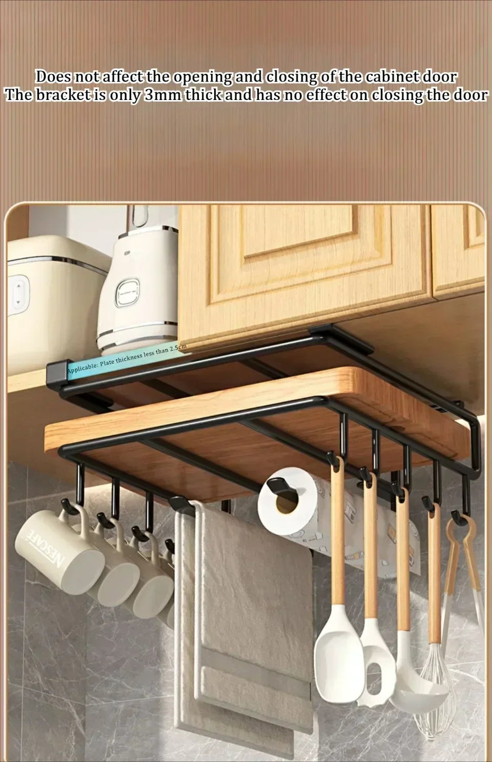 Cabinet Metal Storage Rack Kitchen Cutting Board Rack Non Perforated Tableware Storage Rack Kitchen Wall Mounted Pot Cover Rack