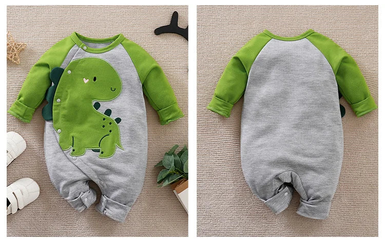 Spring And Autumn Boys And Girls Cute Cartoon Dinosaur 3d Printing  Comfortable Casual Baby Bodysuit