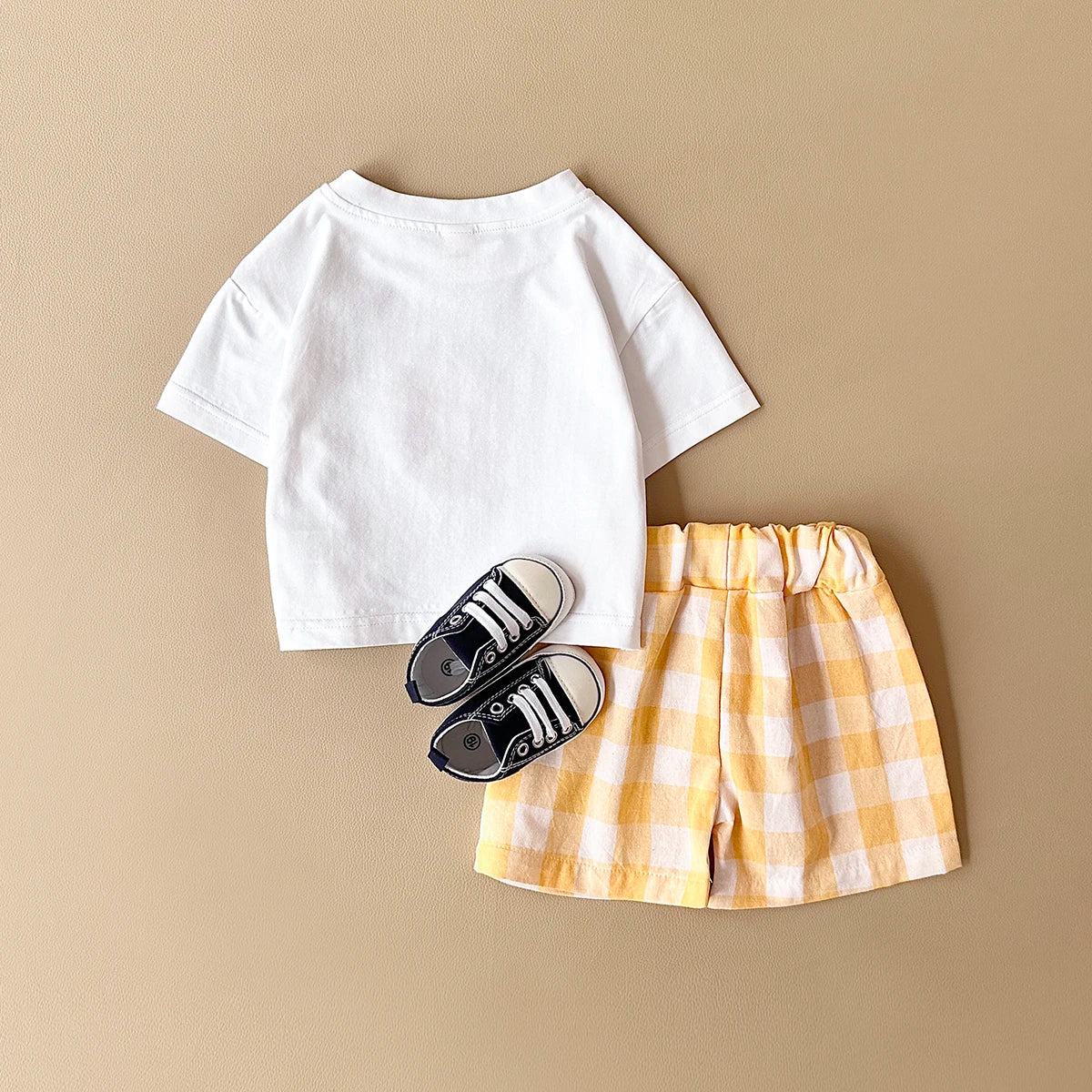 2PCS Summer Baby Boys Girls Clothes Set Lemon Print T-shirt+Checkered Shorts Beach Infant Toddler Outfit Suit 0-3Y