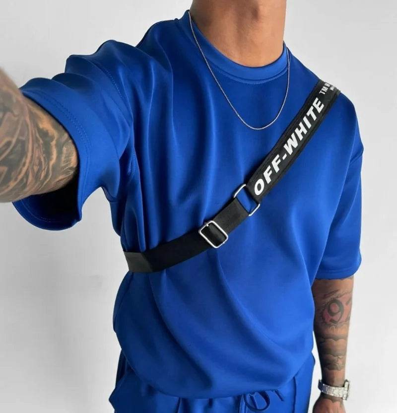 Men 2025 summer fashion sports design sense simple casual solid color quick drying short-sleeved T-shirt trend clothes - AIAZ