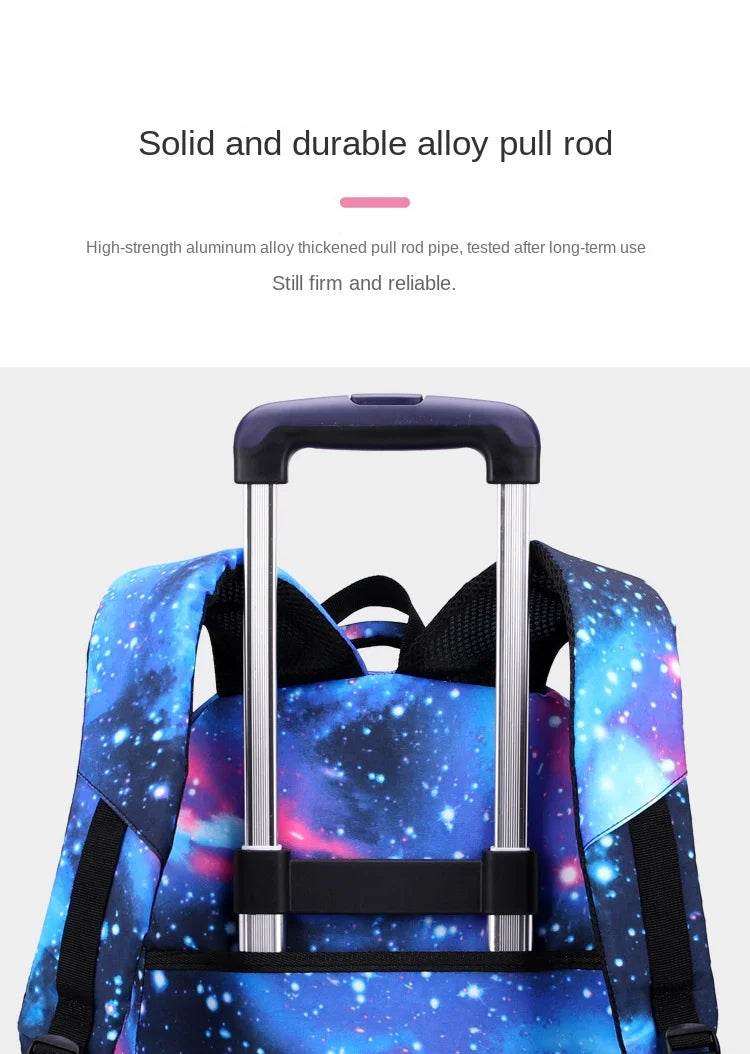 School bags with Wheels School Rolling Backpacks for Boys Trolley Bag Waterproof Orthopedic School Bag Student Wheeled Backpack - AIAZ
