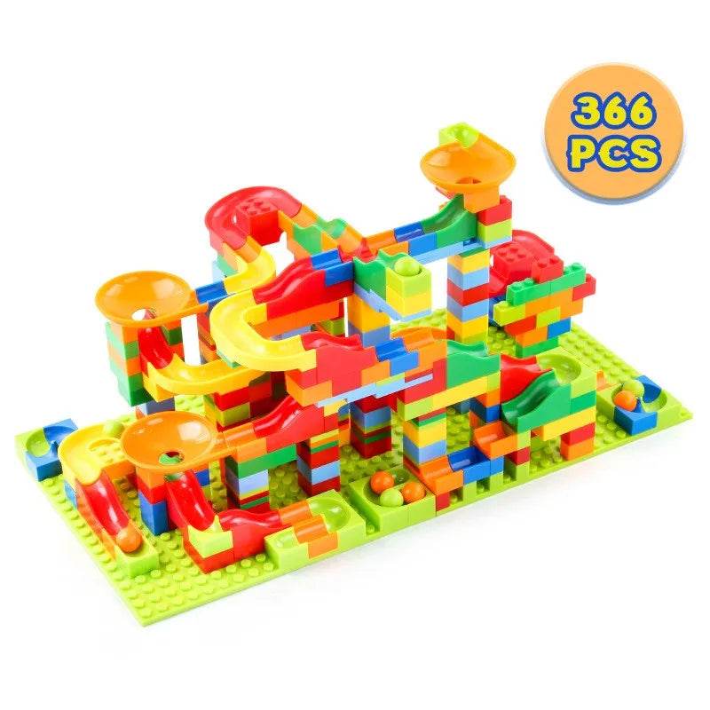 Marble Race Run Block Small Size Building Blocks Maze Ball Funnel Slide Blocks DIY Creative Bricks Assemble Toys Bulk Model Toys - AIAZ