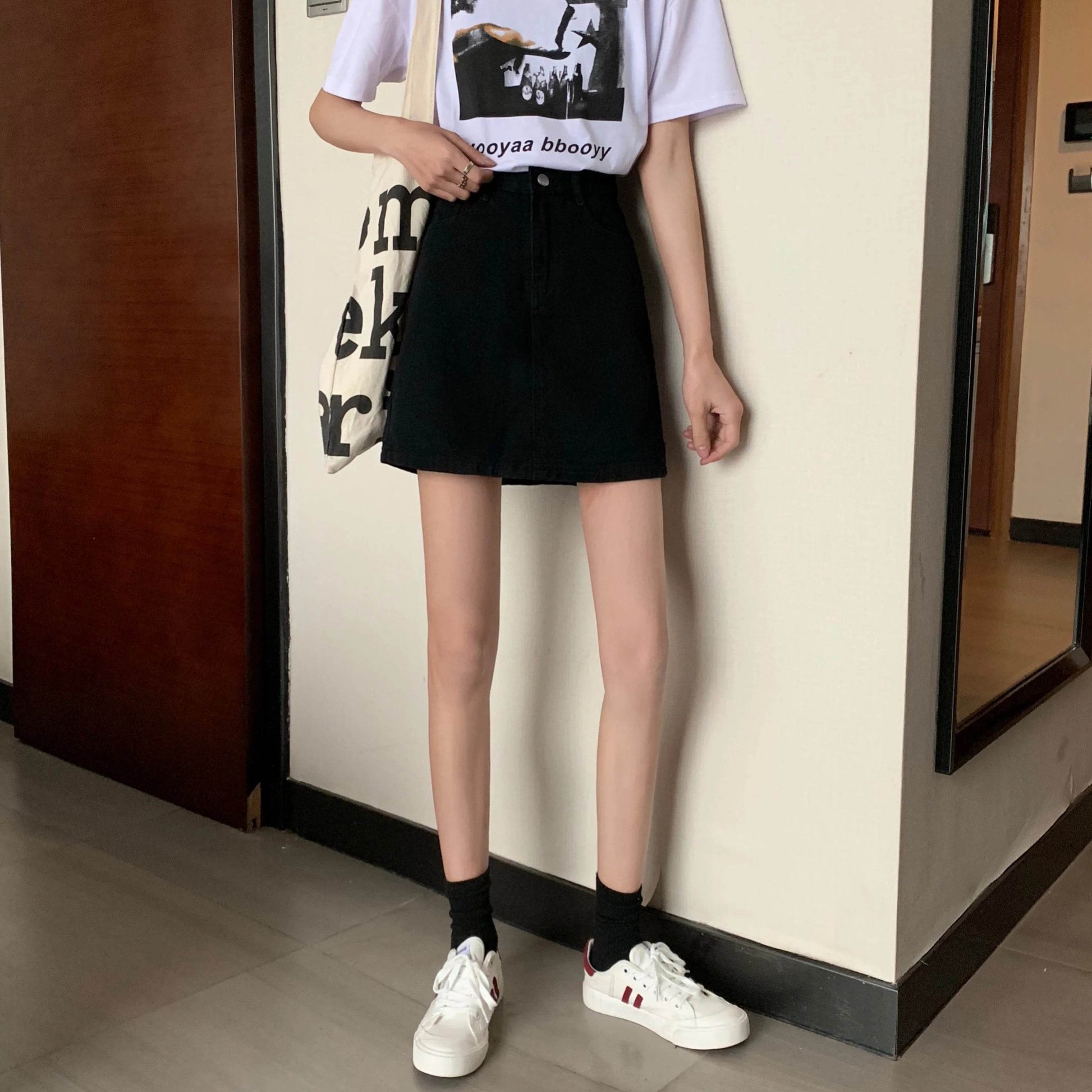 High Waist Denim Skirt Versatile Skirt Women's Clothing A-Line ort Skirt Slimming Wraparound Summer 202 plus Size - AIAZ