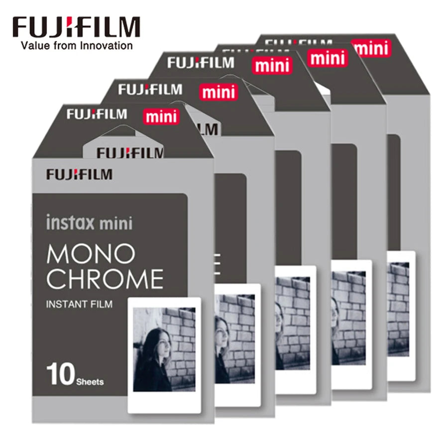 10-100 Sheets Fujifilm Fuji Instax Mini 12 11 8 9 Black and white Monochrome Films for Instant Mini 8 9 7s 25 Camera Photo Paper