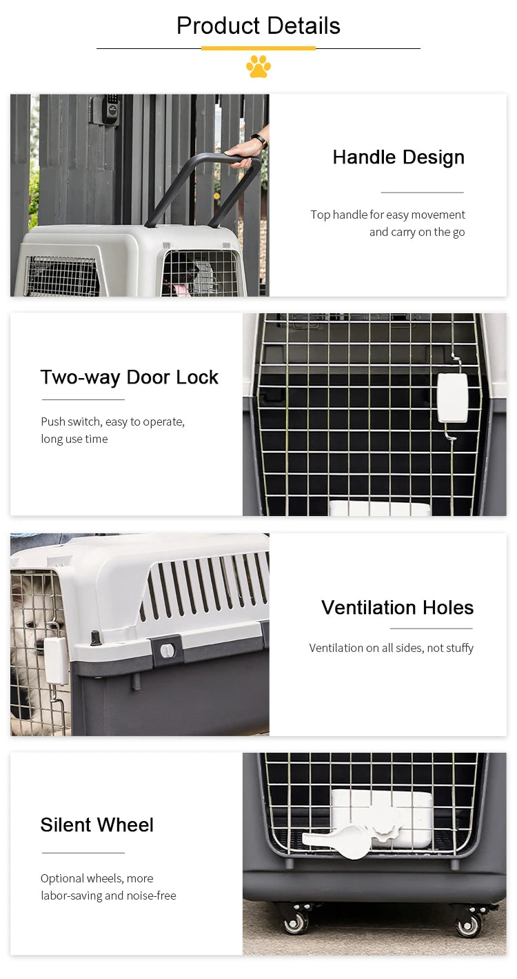 Dog Cage Pet Carrier Kennel Dog Travel Cate Portable Dog Cage for Small and Large Pets Air Box