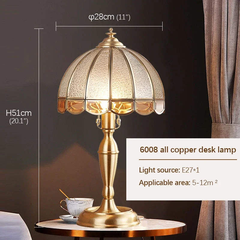 TEMAR Brass Table Lights  Modern European Creative Luxury Glass Copper Desk Lamp For Home Living Room Study Bedroom LED lamp
