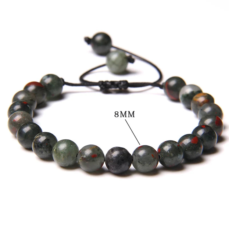 8MM Stone Bead Braid Bracelets Minimalist Natural Carnelian Agates Jades Gem Woven Bangle Healing Jewelry Gift For Women Men