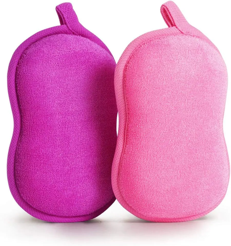 2Pcs Natural Baby Bath Sponge - Ultra Soft Baby Sponge for Bathing - Kids Bath Sponges for Infants, Toddler Bath Time