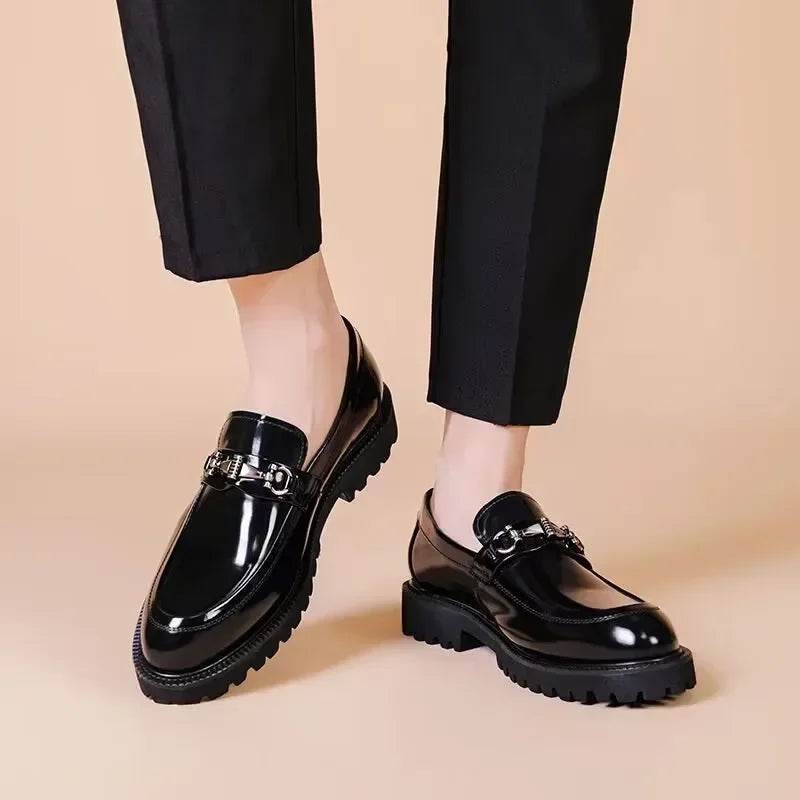 Men's Business Formal Leather Shoes Man Casual Leather Shoes Loafers Casual Business Wedding Shoes for Men Round Toe Slip-On - AIAZ