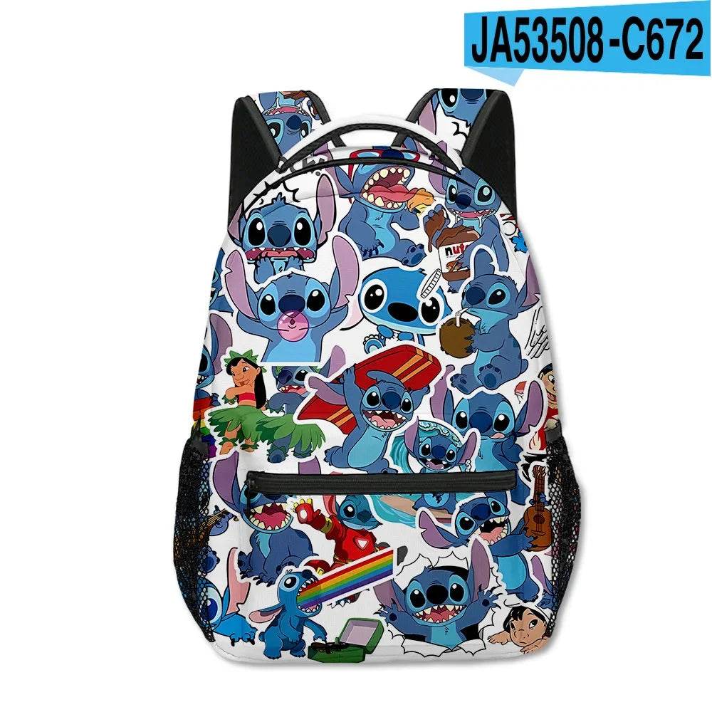 Stitch Primary School Student Anime Backpack Cartoon Large Capacity School Bag Printing Anime Kawaii Cartoon School Bag Mochila - AIAZ