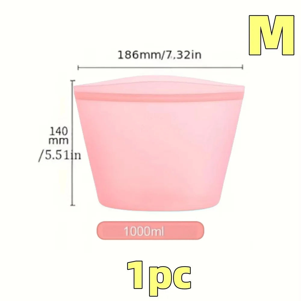 1/3pcs Silicone Food Containers Reusable Storage Bags Leakproof Ziplock Bag Set for Fridge Freezer Fresh-Keeping Kitchen Organiz