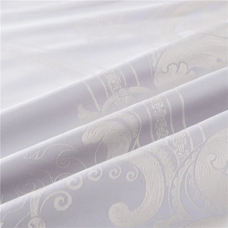 Sliver Gold Luxury Silk Satin Jacquard duvet cover bedding set queen king size Embroidery bed set bed sheet/Fitted sheet set