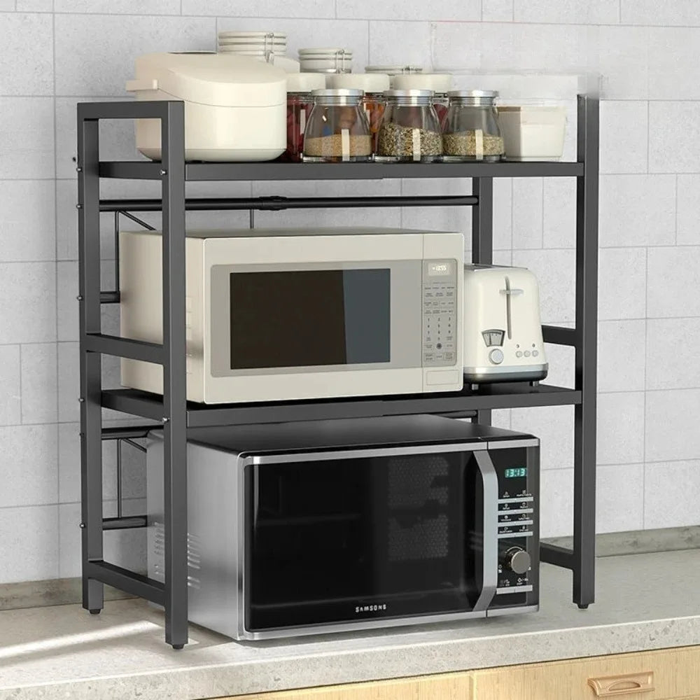 Household Multi-layer Width and Height Adjustable Storage Rack Kitchen Rust Proof Thickened Stable High Load-bearing Reset Rack