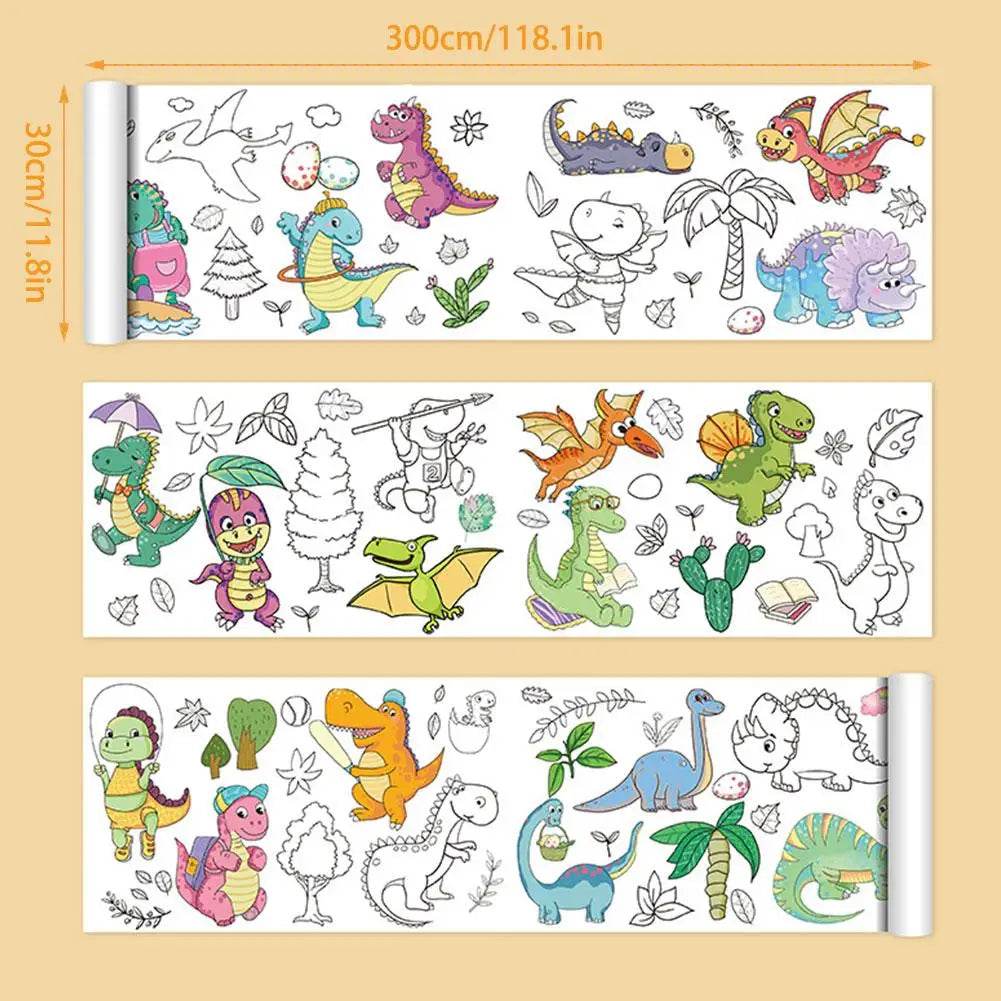 Children's Drawing Roll Sticky Color Filling Paper Graffiti Scroll Coloring Paper Roll For Kids DIY Painting Educational Toys - AIAZ