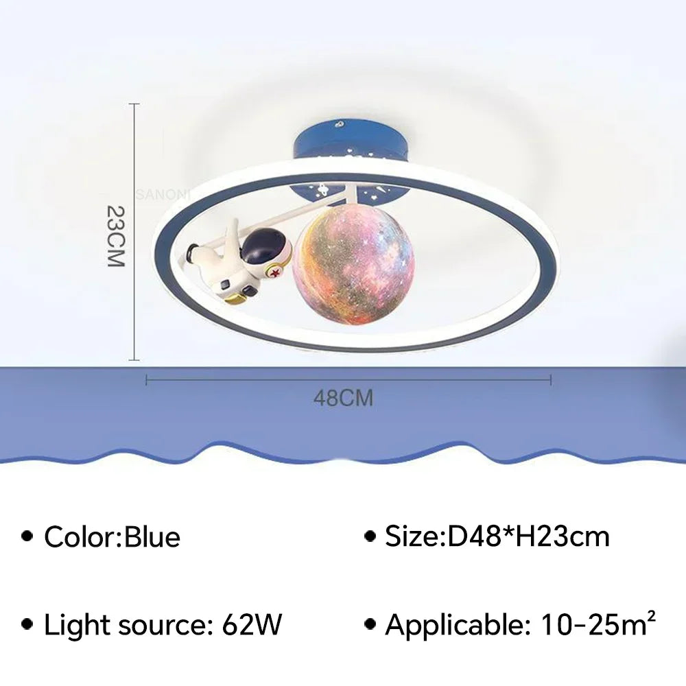 Cartoon Unicorn Bedroom Light Creative Astronaut Pendant Light  Simple Children's Room Light Eye Protection Stepless Dimming