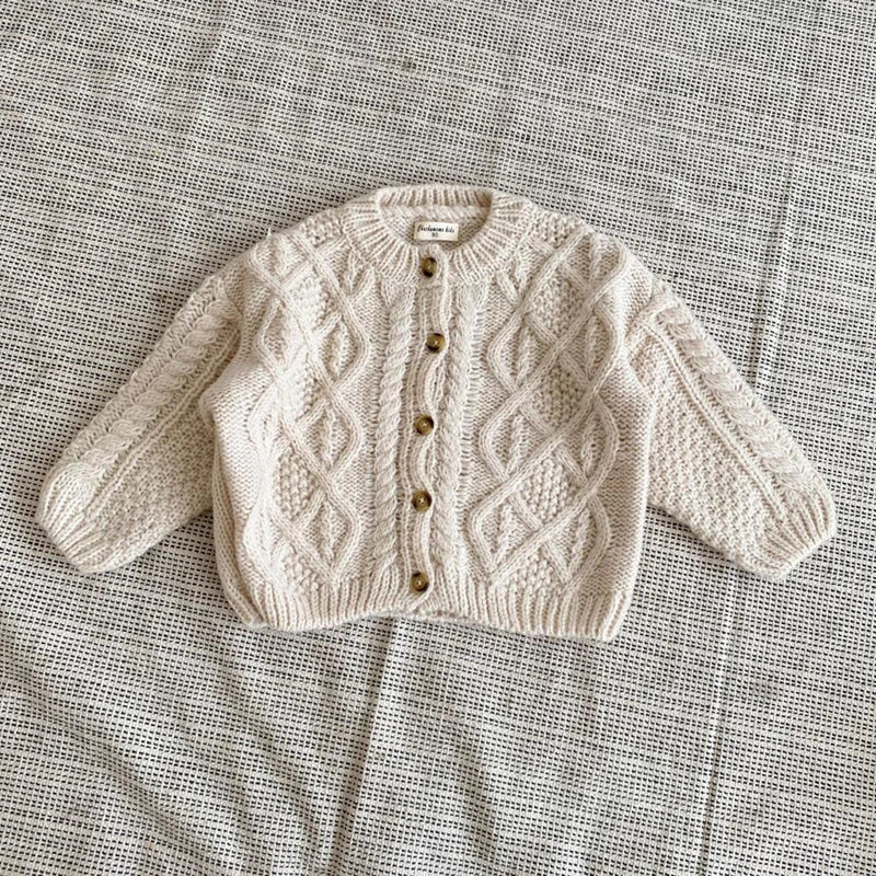 1 2 3 4 5 6 7 8 Years Girls Knitted Sweater Cardigan New Fashion Baby Coarse Wool Hemp Retro Cardigan Boys Coat Kids Clothes