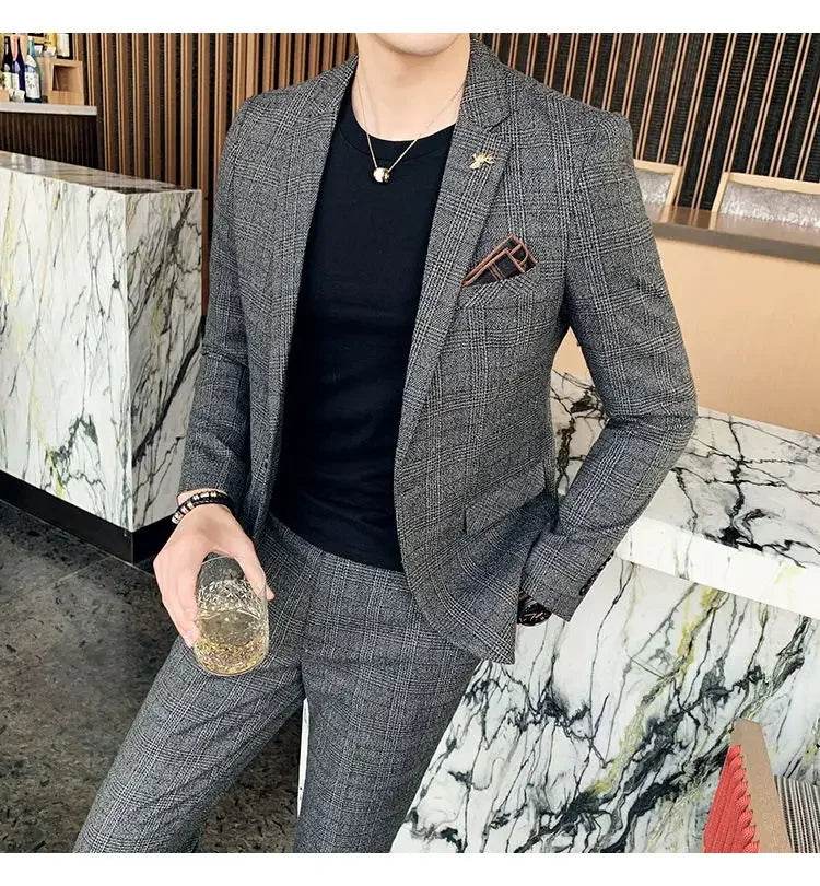 2025 Suit (Blazer+ Pants) Men's Fashion Hosts British Style Work Business Wedding Casual Art Style Elegant Gentleman Suit M-5XL - AIAZ