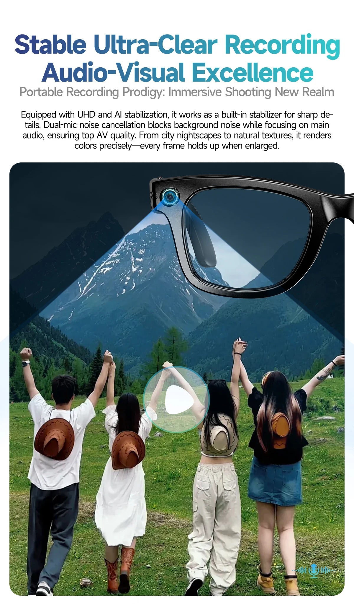 LIGE AI Smart Glasses With 800W HD Video Sport Sunglasses Bluetooth Call Voice Assistant Music Player Smart Glasse For Men Women