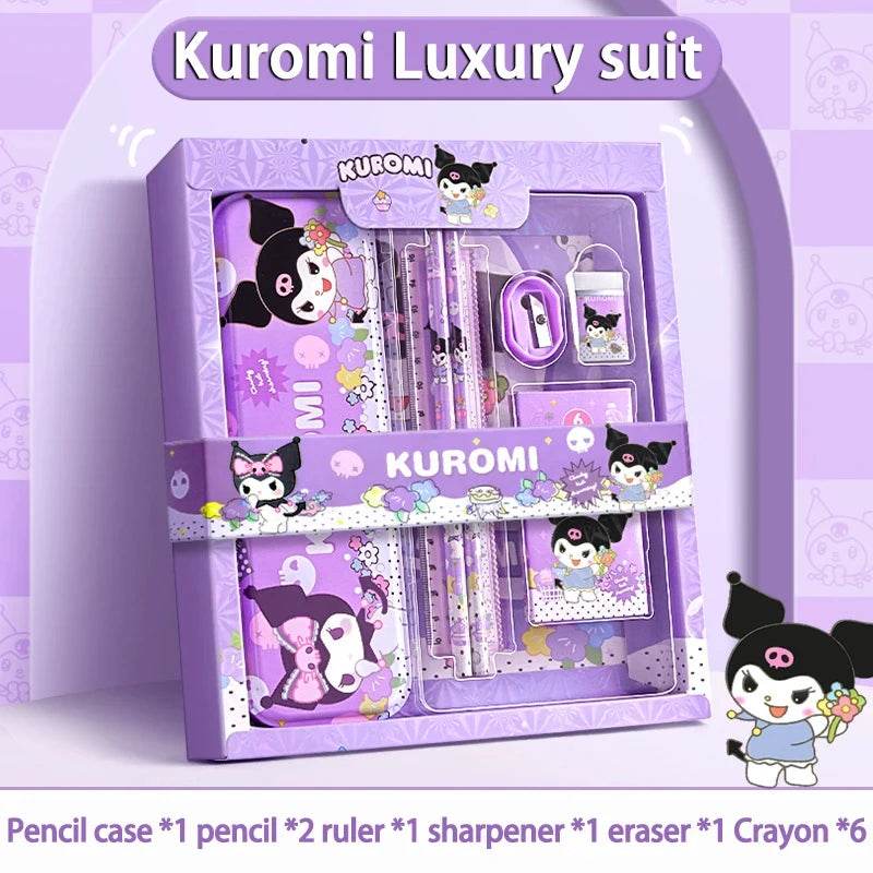 Sanrio Kuromi Melody Cinnamoroll Stationery Gift Box Girls Primary School 12-Piece School Supplies for Children Kawaii New Hot - AIAZ
