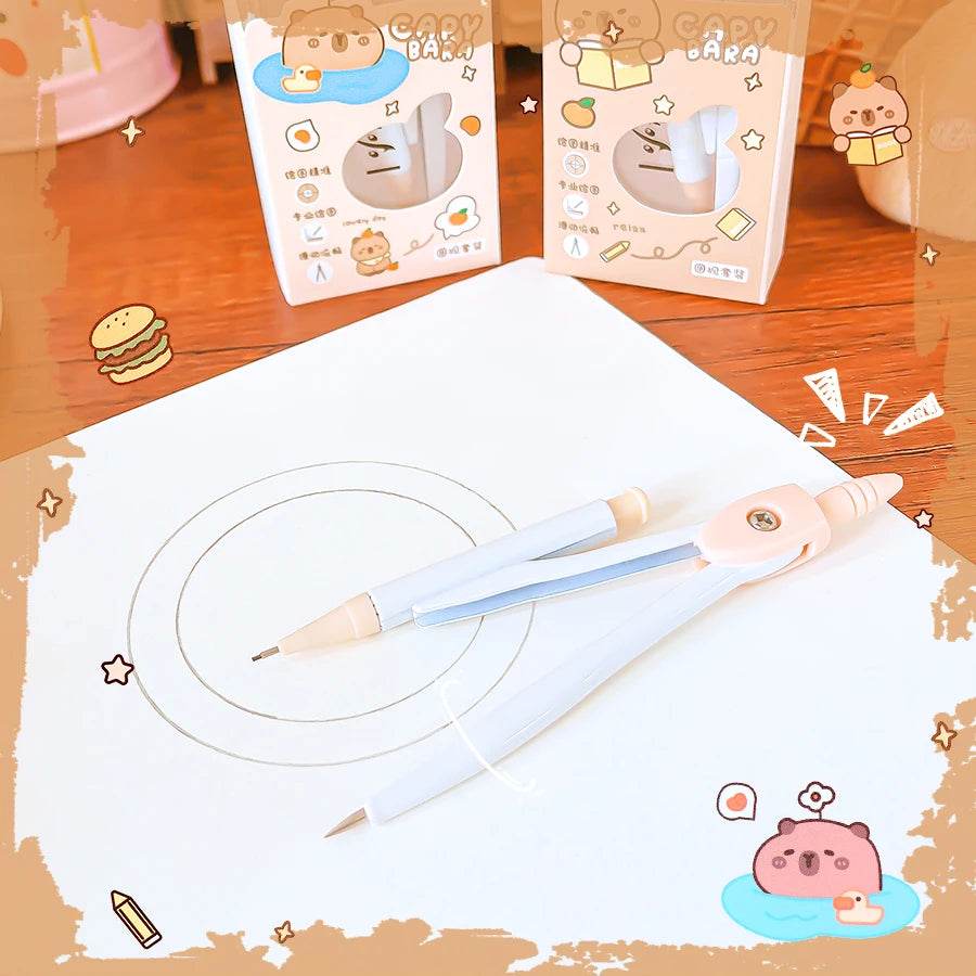 school caliper School supplies Study geometria school compass drawing tool cute capybara professional compass children - AIAZ