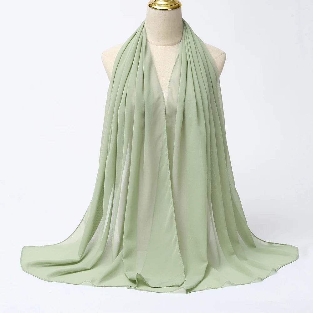 Muslim Chiffon Hijab Scarf Women Long Solid Color Head Wrap For Women Hijabs Scarves Ladies Muslim Veil Jersey Hijabs - AIAZ