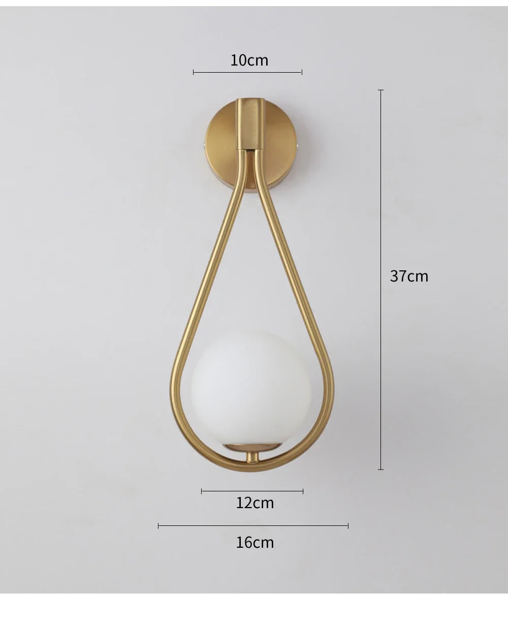 Modern LED Wall Lamps Metal Living Room Lamp Fashion Nordic Bedside Glass Wall Lamp Bedroom Decoration Lighting