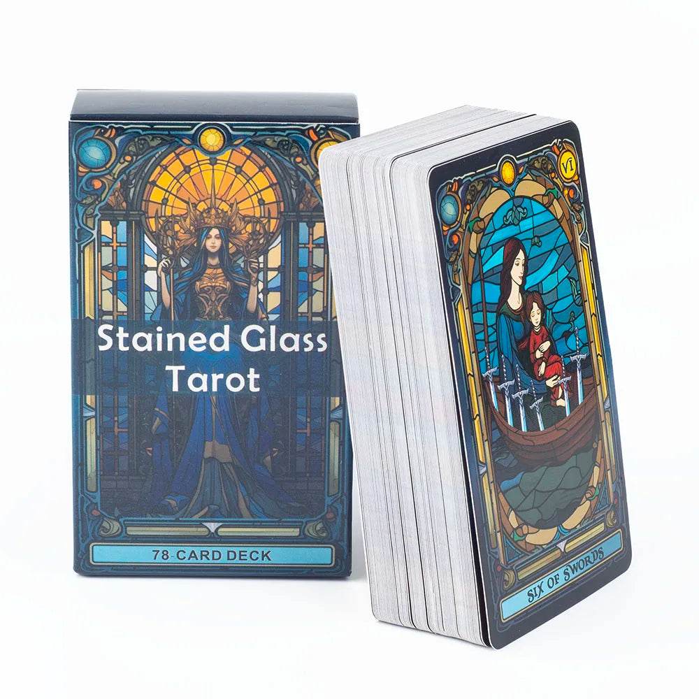 Stained Glass Tarot A 78-Card Deck Leisure Entertainment Game Card Family Gathering Divination Board Playing Games 10.3*6Cm - AIAZ