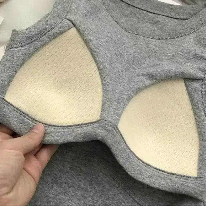 Women Crop Tops Sexy Solid Camisole One-piece Tube Top Seamless Sports Tank Top Wireless Underwear Padded Bra Bralette Vest - AIAZ