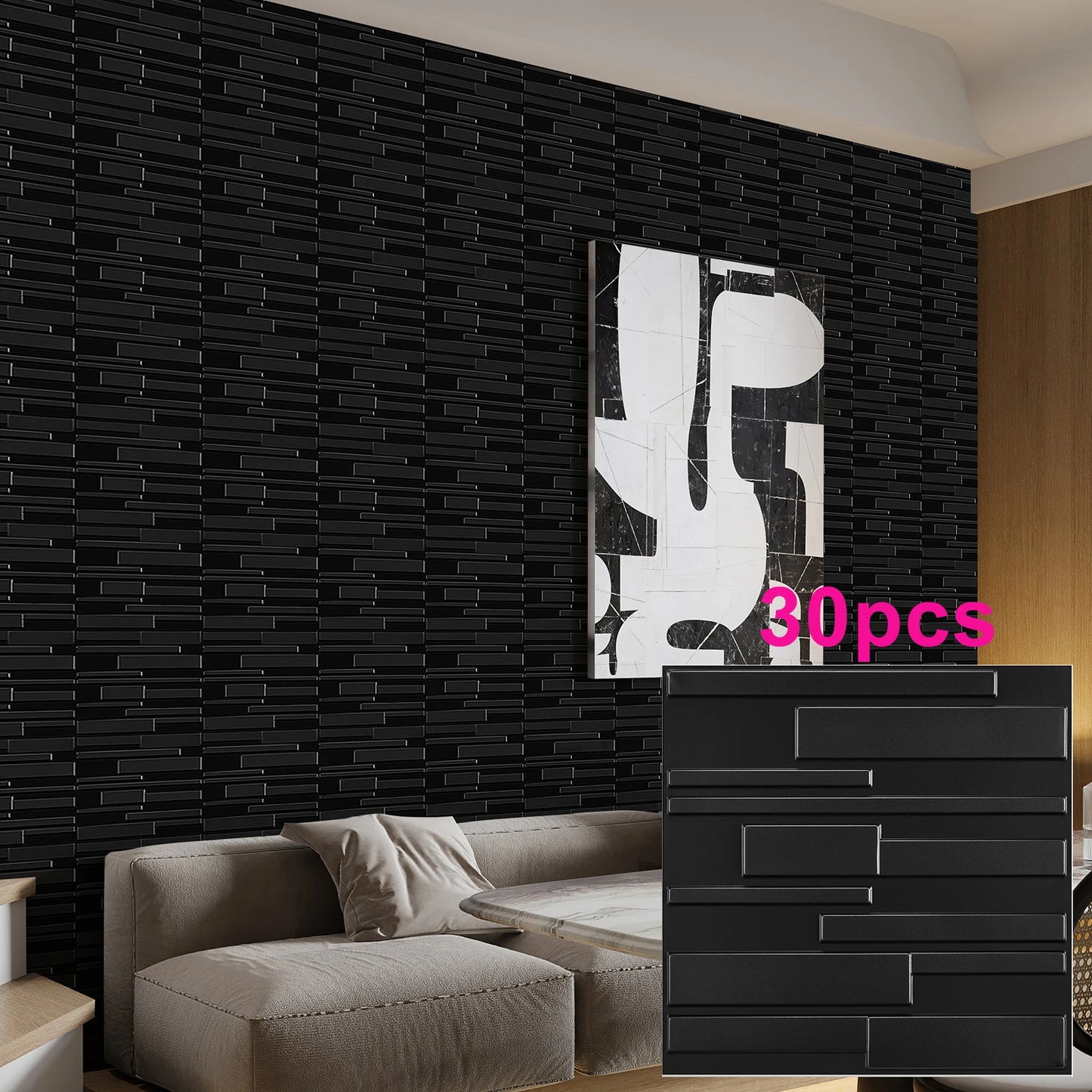 KUUJOJO 3D textured wall panel for indoor wall decoration, suitable for living room, hall, bedroom, hotel, office, send tape