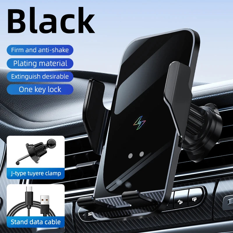 15W Wireless Car Phone Holder with Fast Charger Wireless Phone Charging Mobile Holder for Car for iPhone Huawei Samsung Xiaomi