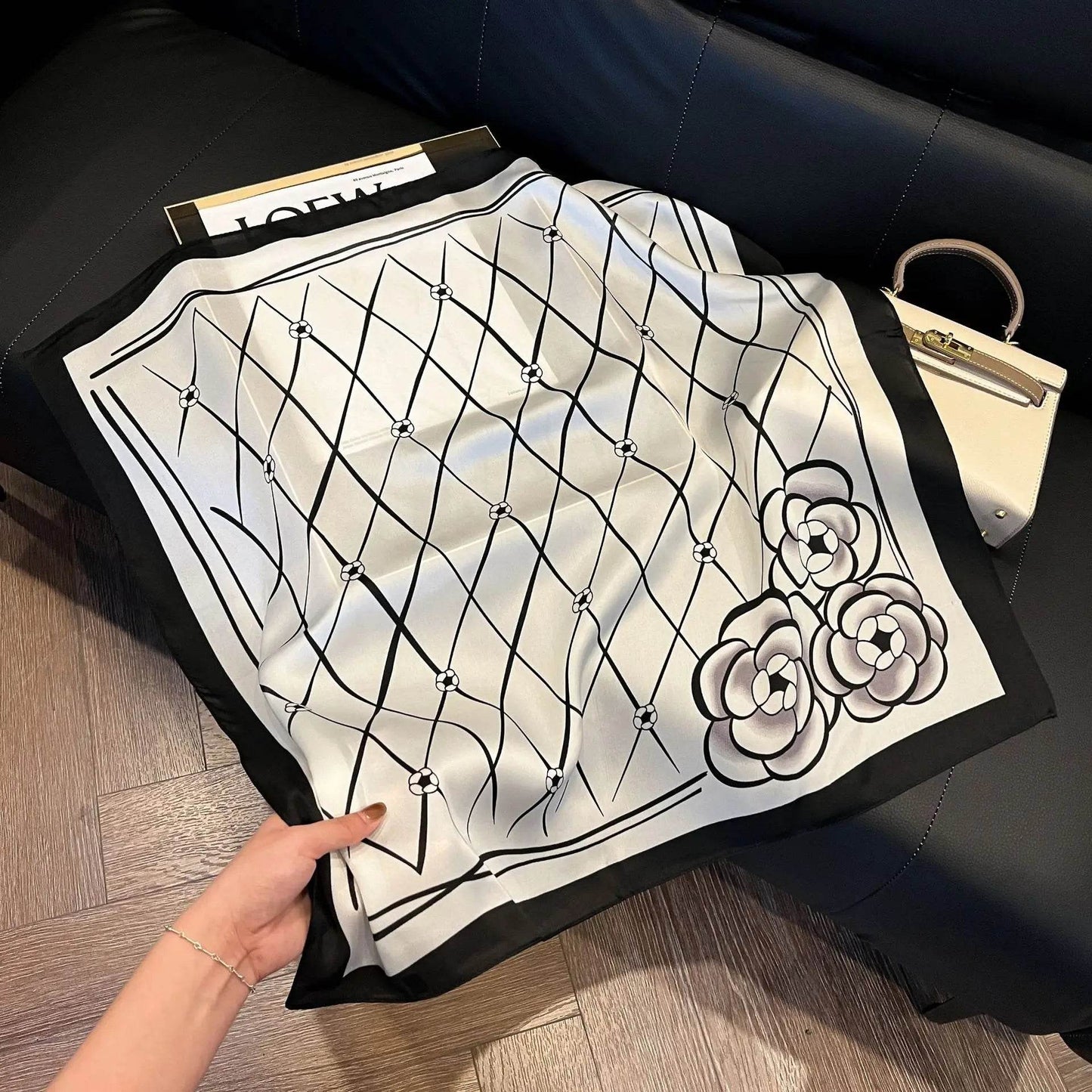 2024 New Leopard Print Square Scarf Women's Imitation Silk Scarf Casual Versatile Decoration Small Neck Scarf 70CMx70CM - AIAZ