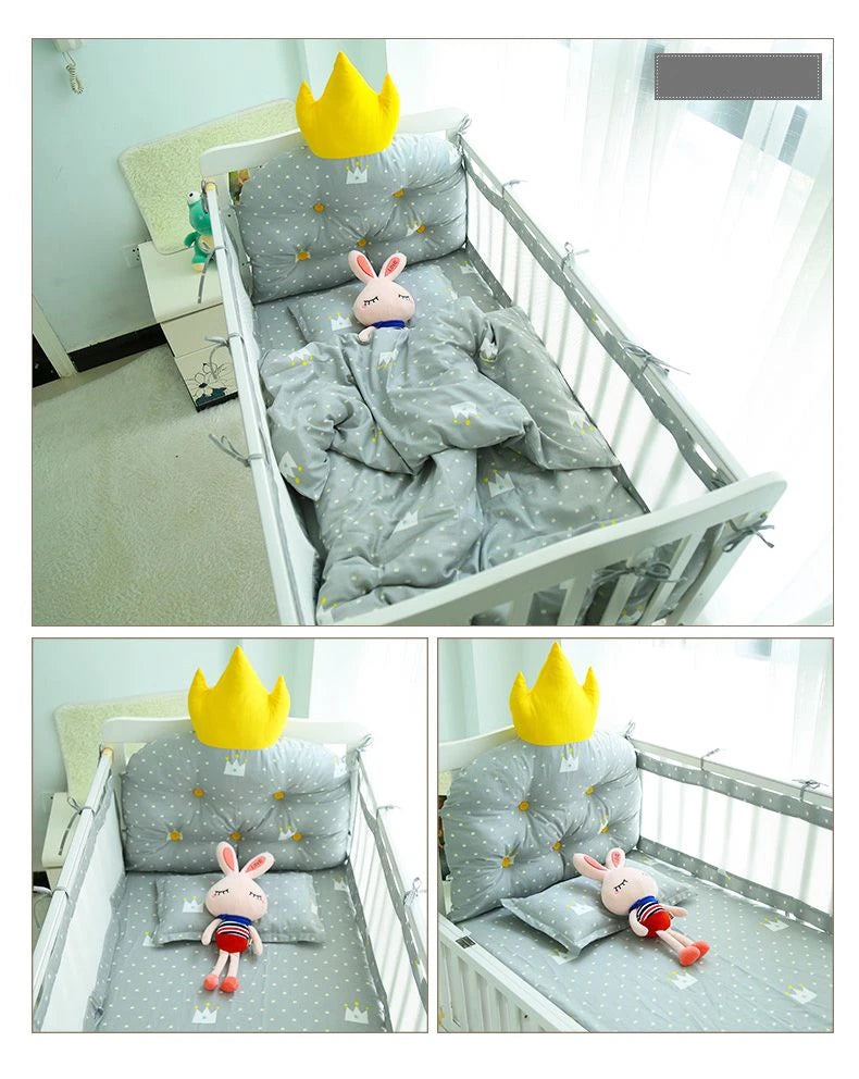 Summer Universal Breathable Crib Bumper Fashion Printed Pattern Kids Bedding Set High Quality Soft Skin-Friendly Newborn Sheets
