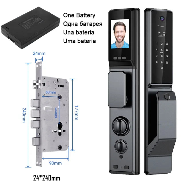 Tuya APP Facial Fingerprint Password With Camera Smart Door Lock Remote Voice Intercom Electronic Door Lock Fully Automatic