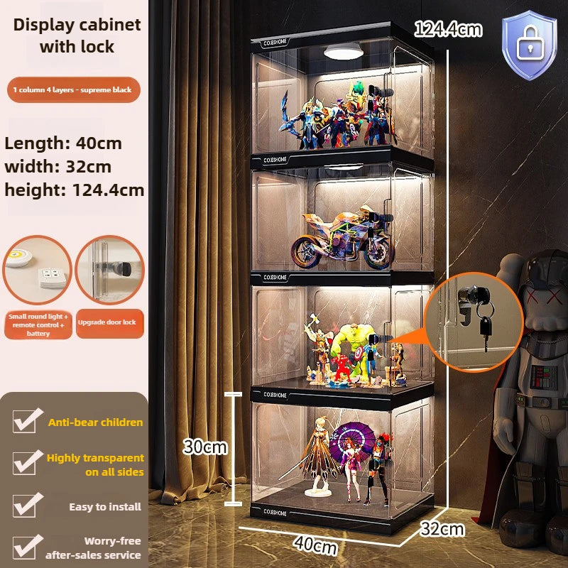 Handmade Display Cabinet, Decorative Model, Building Block Storage Box, Transparent Lego Layered Toy Rack for Household Use