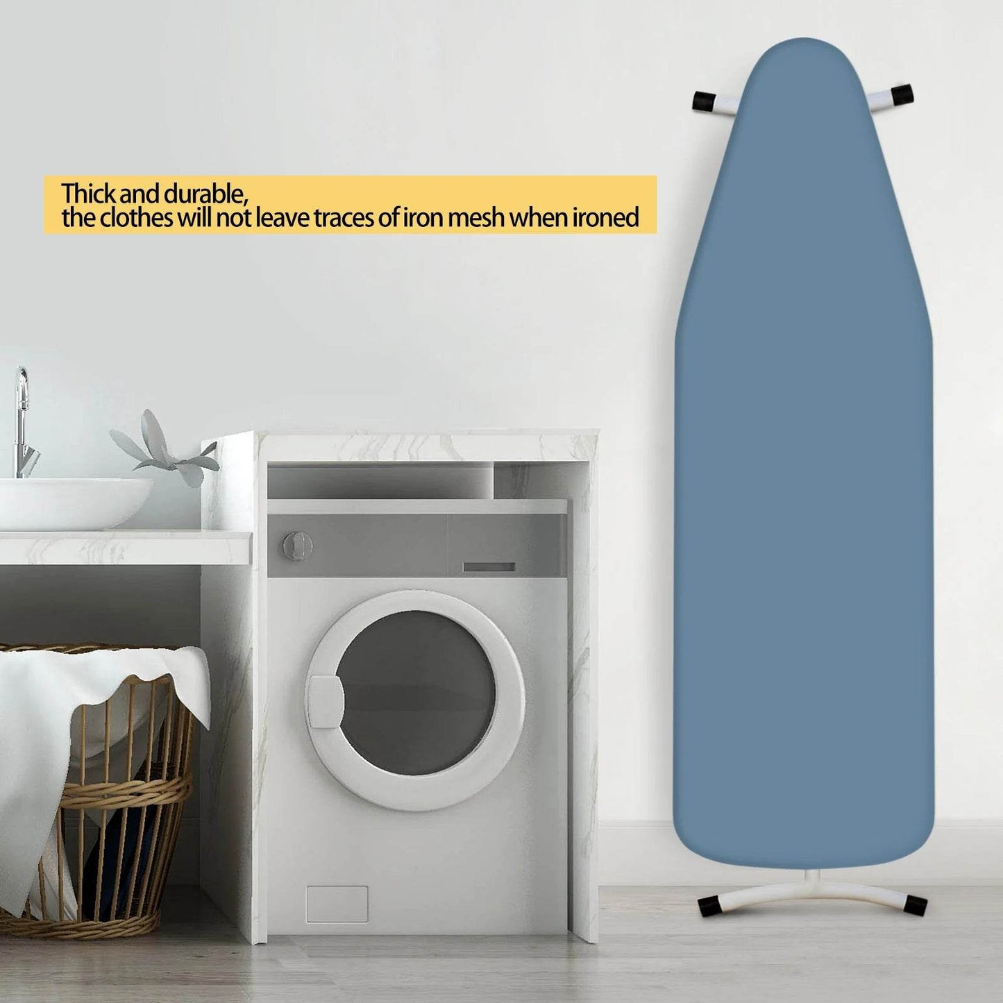 Ironing board cover 140x50cm, cotton cover and thick felt liner, easy to fit, resistant to burning, Morandi color - AIAZ