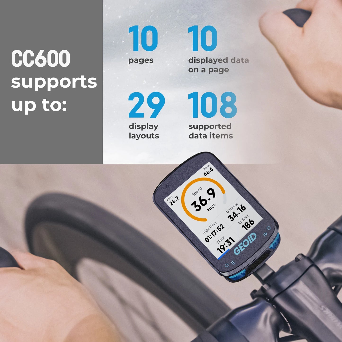 GEOID CC600 Color Screen Bike Computer Smart Navigation GPS Wireless Bicycle Speedometer WIFI ANT+ 11 Languages Cycling Odometer