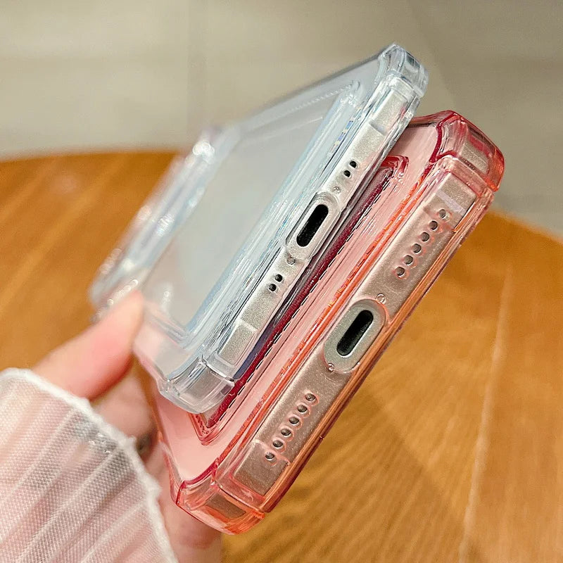 Card Slot Pocket Phone Case For iPhone 17 Air 16e 16 15 Pro Max 14 13 Pro 12 11 Shockproof Transparent Silicone Soft TPU Cover