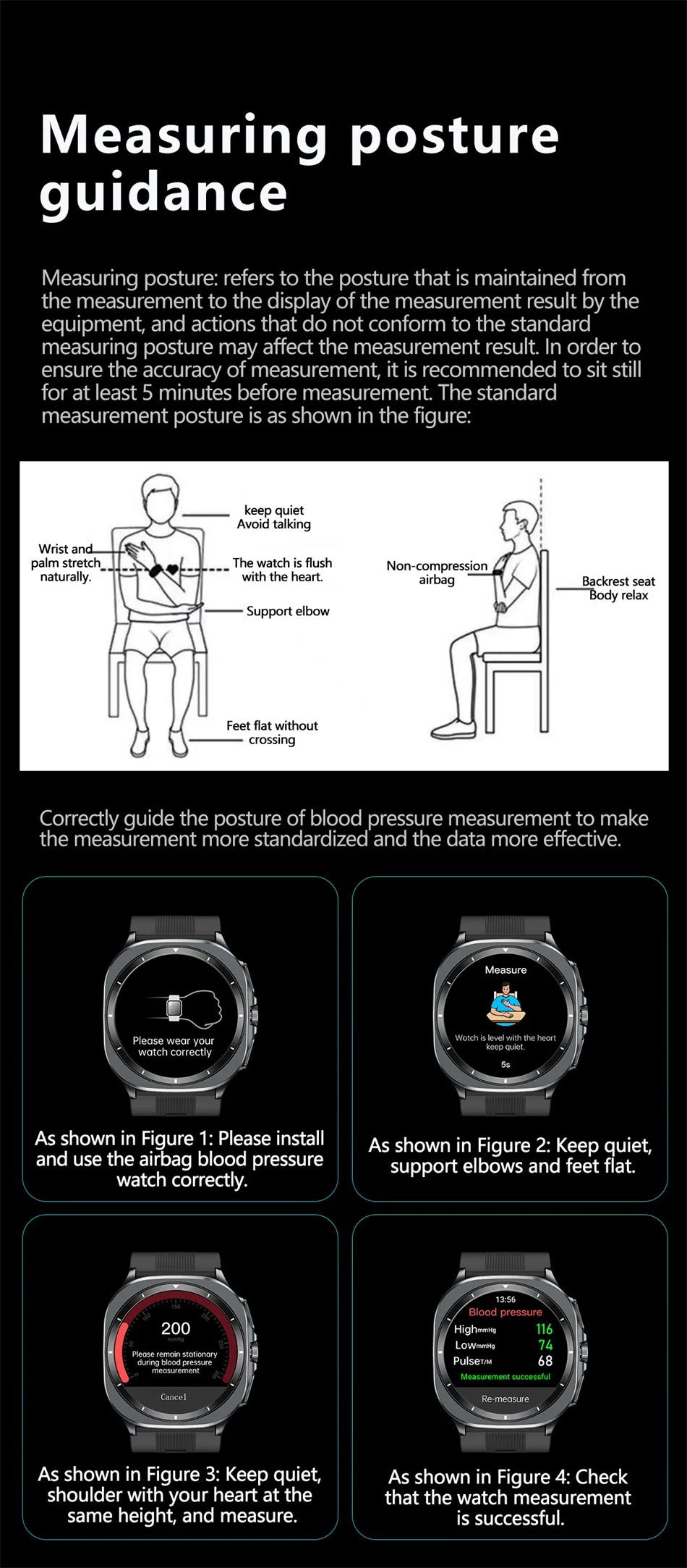 2025 New Health Nursing Accurate Measure Blood pressure Smart Watch With Air pump airbag Blood lipids Uric acid Smartwatch Men