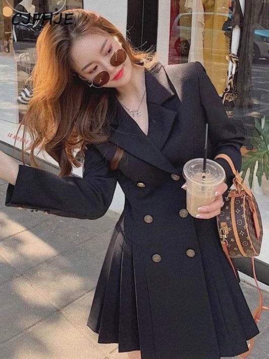 Women Business Suit Fashion Hepburn Sexy Little Black Dress Female French Style Elegant Vestidos Office Lady Autumn Outfit - AIAZ