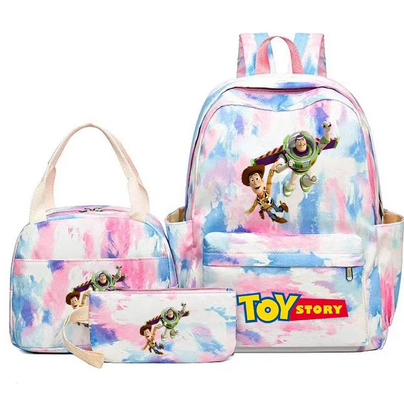 Toy Story Colorful Backpack Set With Tote and Pouch Large Capacity Lightweight And Breathable Outdoor Knapsack School Bags - AIAZ