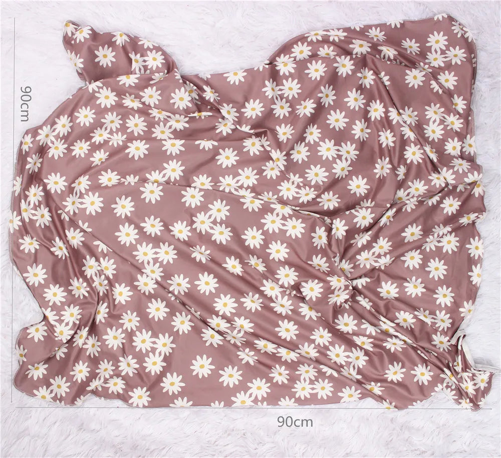 3pc/set Baby Swaddle Wrap New Born Receiving Blanket for Newborn Babies Accessories Soft Floral Headband Hat Bedding Baby Items