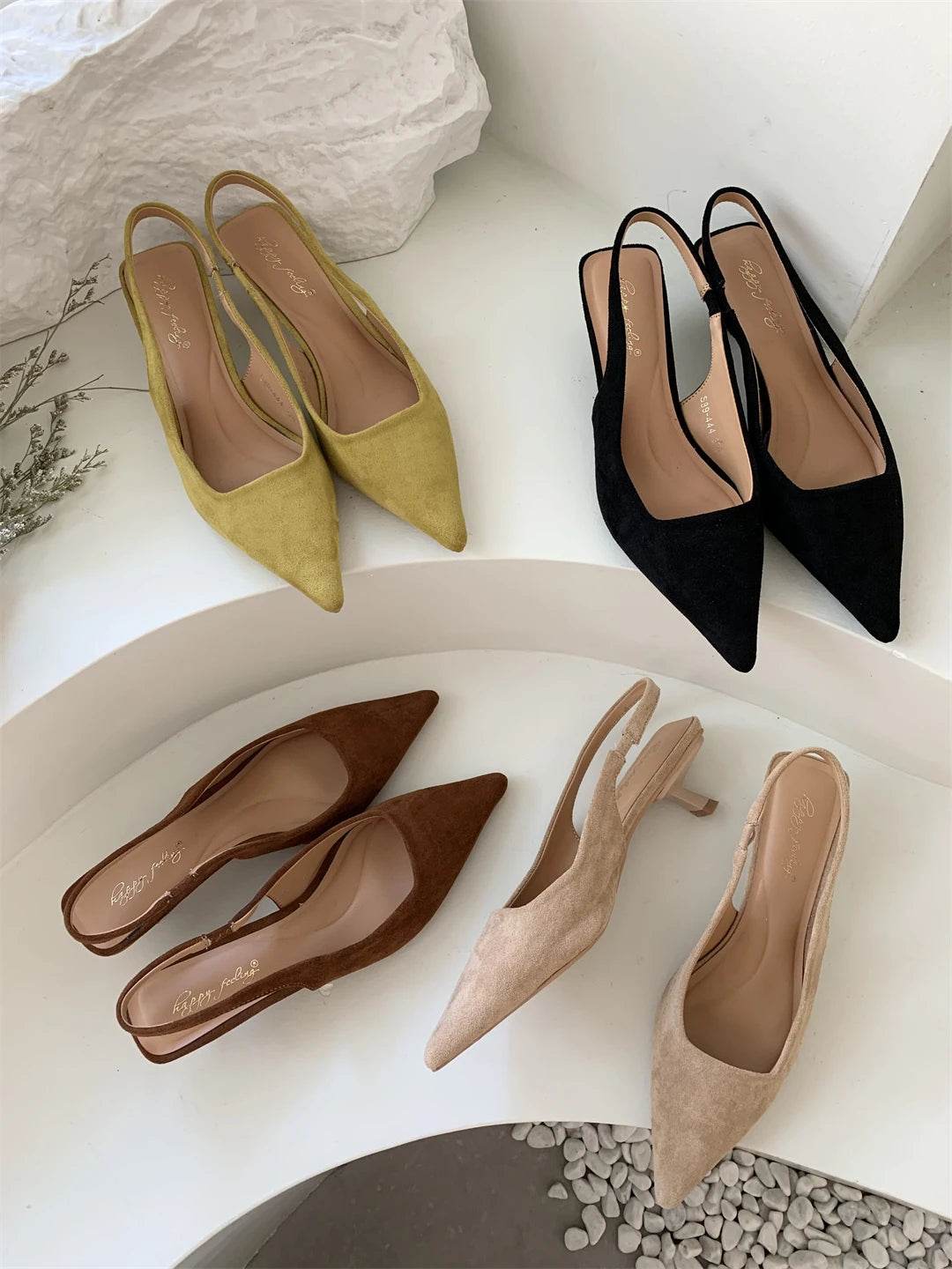 Bailamos Women Sandals Pointed Toe Elegant Low-heel Shoes Summer Fashion Slingback Woman Mules Shoes Pumps Dress Shoes - AIAZ