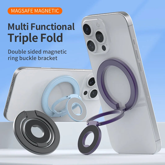 For MagSafe Double Sided Magnetic Phone Ring Holder Portable Folding Cellphone Stand Accessory Grip Bracket Support For iPhone