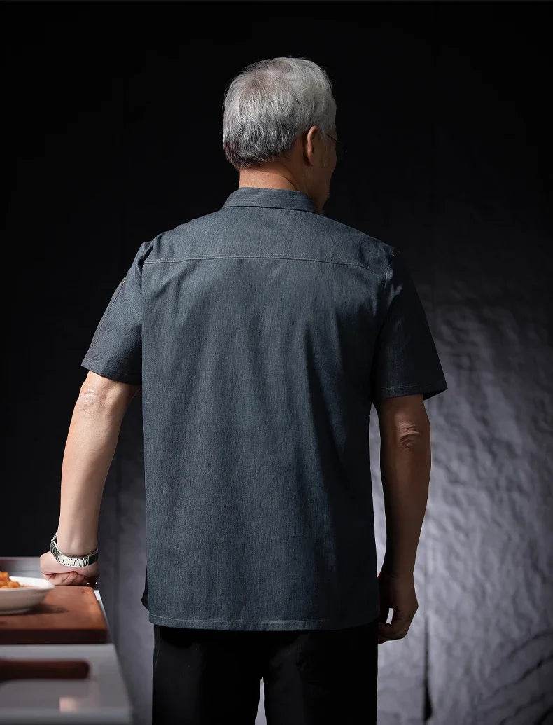 Men Head Chef Food service Kitchen Cooking Costume Pizzaiolo Cook Uniform Restaurant Chef's Jackets Bakery Cafe Working Clothes - AIAZ