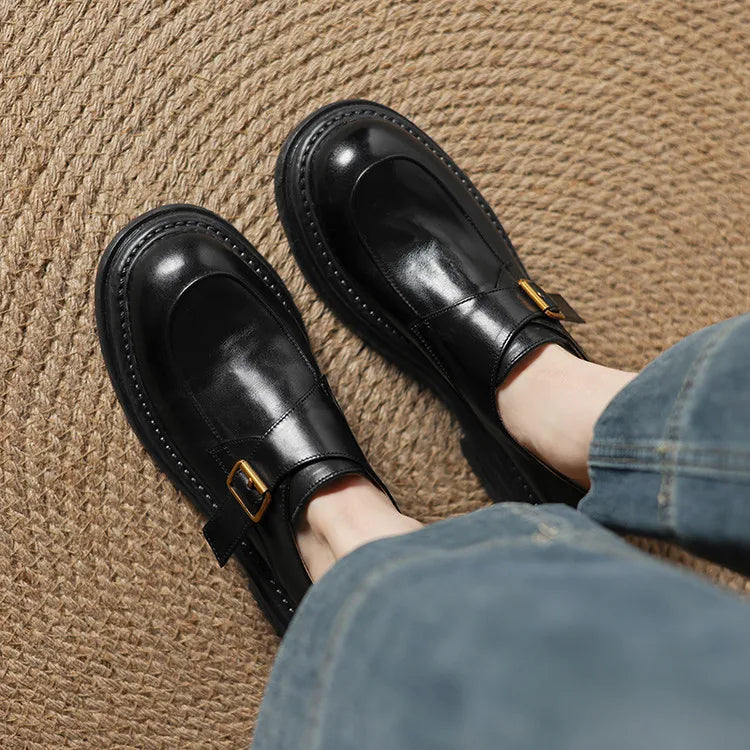 Dress Shoes Women Loafers Cow Leather Sheepskin Rubber Formal Business Suit Ladies 2025 Spring Autumn Handmade
