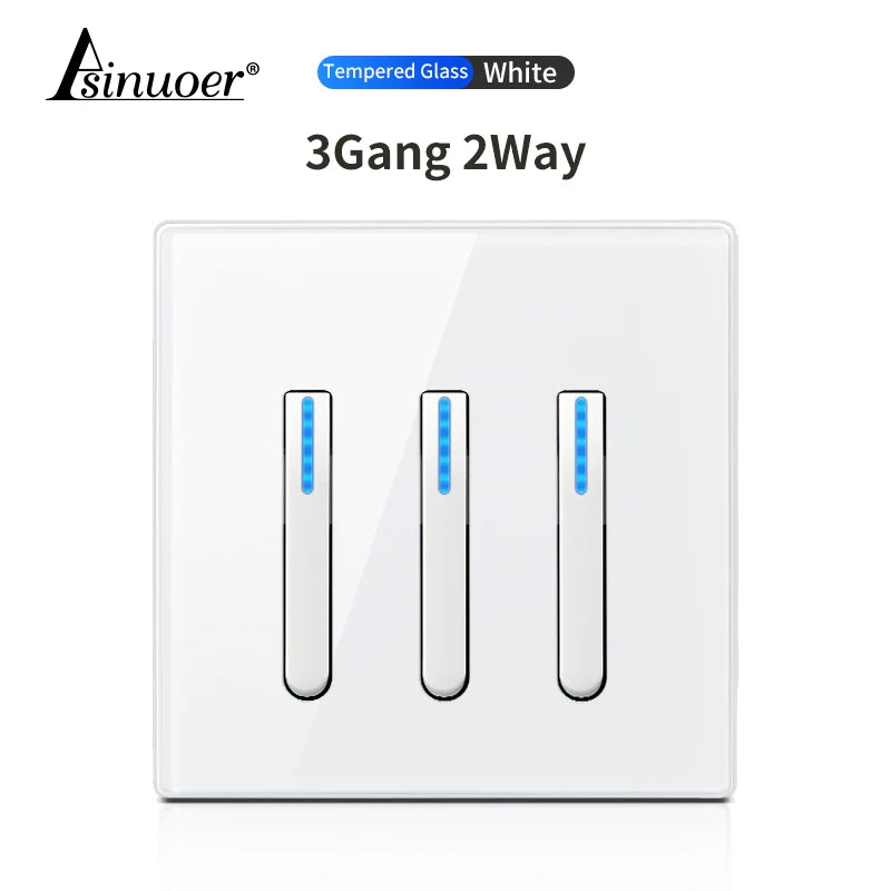 Glass Panel Wall Switch LED European 16a Socket Retro Toggle Light Switch EU UK Standard 2way Socket 1-4gang USB Home Decoration