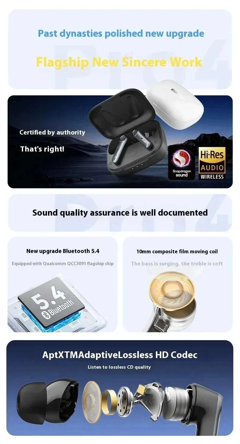 EarFun Air Pro4 Bluetooth Earphone HI-FI Active Noise Reduction IPX5 Waterproof Dynamic Diaphragm Ergonomics Gamer Earbuds